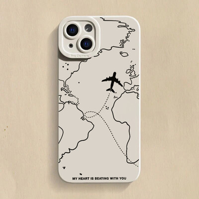 Kelionių įkvėptas „Airplane Route Desian“ telefono dėklas, skirtas Samsung Galaxy S23 Ultra S22 Plus S21 FE A14 A34 A54 A33 A53 A32 minkštas dangtelis