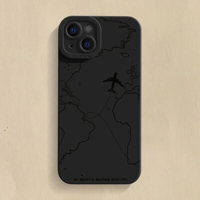 Kelionių įkvėptas „Airplane Route Desian“ telefono dėklas, skirtas Samsung Galaxy S23 Ultra S22 Plus S21 FE A14 A34 A54 A33 A53 A32 minkštas dangtelis