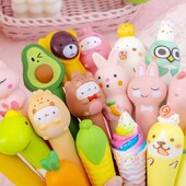 Kawaii Animals Stress Relieve Gel Pen Сладка карикатура Squishy Signature Pen Мека пяна Неутрални химикалки Офис консумативи Подарък Канцеларски материали
