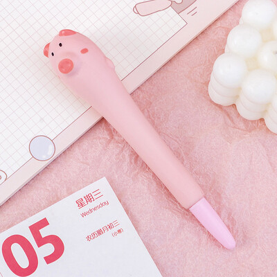 Kawaii Animals Stress Relieve Gel Pen Сладка карикатура Squishy Signature Pen Мека пяна Неутрални химикалки Офис консумативи Подарък Канцеларски материали