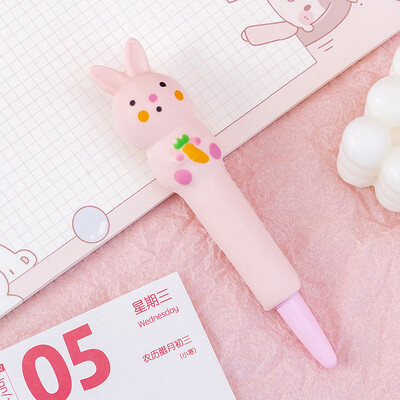 Kawaii Animals Stress Relieve Gel Pen Сладка карикатура Squishy Signature Pen Мека пяна Неутрални химикалки Офис консумативи Подарък Канцеларски материали