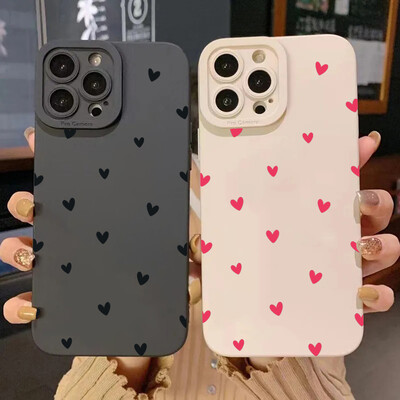 Fekete Love Heart szilikon telefontok Samsung Galaxy A14 A34 A54 A33 A53 A05 A13 A52 S24 S23 Ultra S22 Plus S21 FE puha borítással