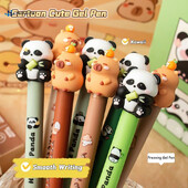 4 бр./компл. Kawaii Cartoon Capybara Panda Gel Pen Creative Бързосъхнеща сладка натискаща се неутрална писалка Коледен подарък за деца