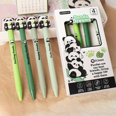 4 бр./компл. Kawaii Cartoon Capybara Panda Gel Pen Creative Бързосъхнеща сладка натискаща се неутрална писалка Коледен подарък за деца