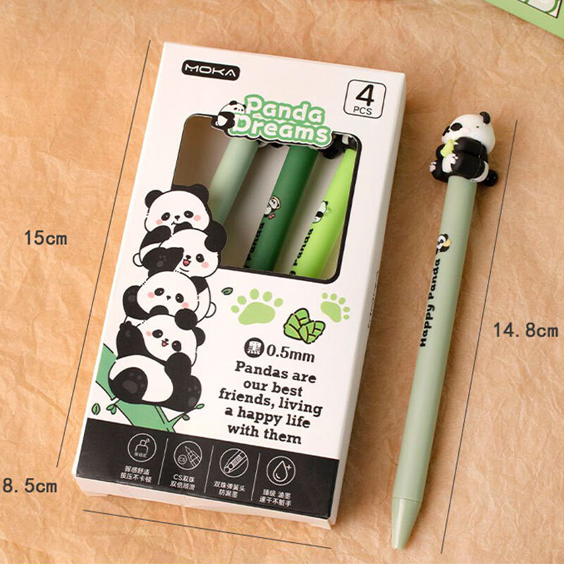 4 бр./компл. Kawaii Cartoon Capybara Panda Gel Pen Creative Бързосъхнеща сладка натискаща се неутрална писалка Коледен подарък за деца