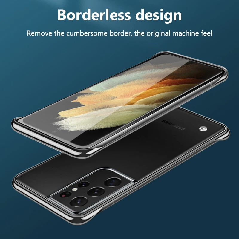 Üliõhuke kattega raamita ümbris Samsung Galaxy S22 S21 FE S20 Note20 Ultra S10 Plus kõvaarvuti läbipaistva kaitsega tagakaane kest