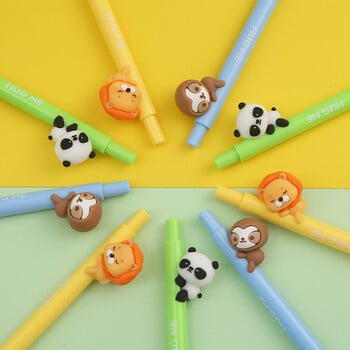 3 τεμ/παρτίδα Lion Panda Animals Mechanical Gel Ink Pen Σχολική Προμήθειες Γραφείου Γραφείου Δώρο Χαρτικά Χαριτωμένα στυλό τζελ