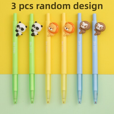3 kom/lot Lav Panda Životinje Mehanička gel olovka s tintom Školski uredski pribor za pisanje Poklon pribor Slatke gel olovke