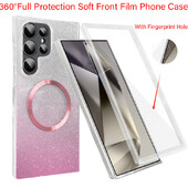 360° potpuna zaštita Magsafe magnetska meka prednja folija za telefonsku torbicu za Samsung S23 S22 S21 S24 Ultra Plus FE gradijent svjetlucava maska