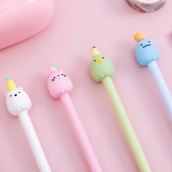 4 τεμάχια Lytwtw\'s Kawaii Gel Pen Korean Cartoon Creative Cute Fruit Head School Γραφική γραφική ύλη Γλυκό αρκετά υπέροχο αστείο