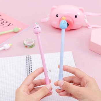 4 τεμάχια Lytwtw\'s Kawaii Gel Pen Korean Cartoon Creative Cute Fruit Head School Γραφική γραφική ύλη Γλυκό αρκετά υπέροχο αστείο