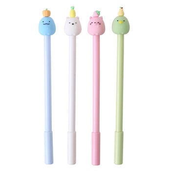 4 τεμάχια Lytwtw\'s Kawaii Gel Pen Korean Cartoon Creative Cute Fruit Head School Γραφική γραφική ύλη Γλυκό αρκετά υπέροχο αστείο