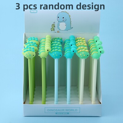 3 kom/lot Kawaii Little Soft Silicon Dinosaur Gel Pen Ink Marker Pen Školski uredski pribor za pisanje Papirnice Escolar Papelaria