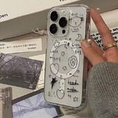 INS Y2K Graffiti Magsafe Μαγνητική θήκη τηλεφώνου για Samsung Galaxy S24 S23 S22 S21 S20 FE Plus Ultra 5G Soft Clear Tpu κάλυμμα