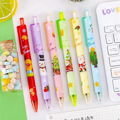 6-dijelna simpatična gel olovka s crtanim božićnim poklonima. Smiješne tiskarske olovke