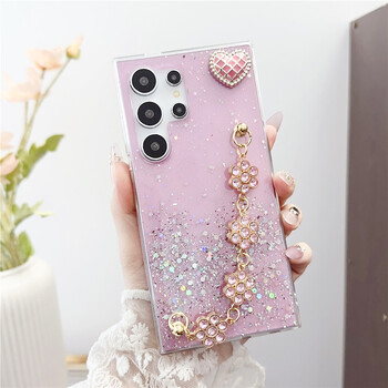 Θήκες τηλεφώνου Luxury Glitter Gem βραχιόλι για Samsung Galaxy S24 S23 S22 S21 S20 FE Ultra Plus Note 20 Ultra 10 Cover Coque