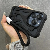 Tuščiaviduris šilumos išsklaidymo 3D liepsnos telefono dėklas, skirtas iPhone 16 Pro Max 15 14 13 12 11 Pro Max Plus Fashion su riešo juostele minkštu dangteliu