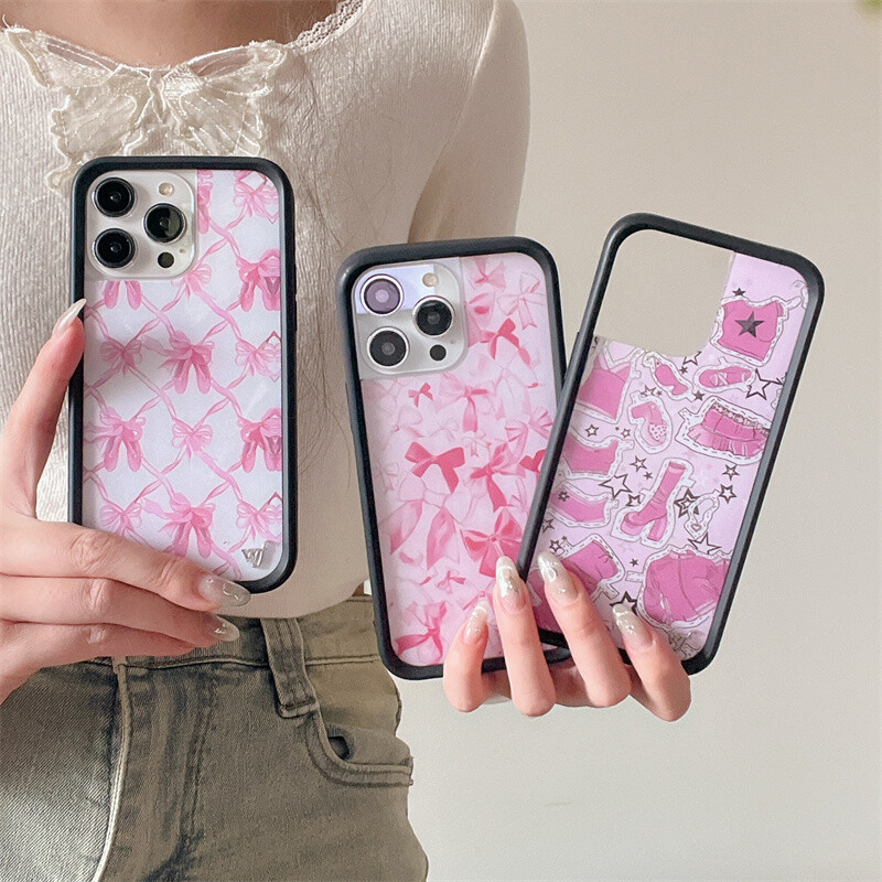 Wildflower 3D Girls bow high heels Phone Case za iPhone 16 15 14 13 12 Pro Max Plus 16pro 15pro WF Rabbit Cute Cartoon Cover