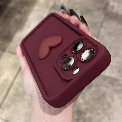 Πολυτελής χαριτωμένη 3D Love Heart θήκη τηλεφώνου σιλικόνης για iPhone 16 15 13 12 11 14 Pro Max X XR XS 16 Plus Πίσω κάλυμμα Candy