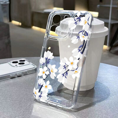 Telefonska torbica za iPhone 16 15 Pro Max 14 13 12 11 XS X 7 8 Plus SE 2020 2022 Prozirna maska s uzorkom malih cvjetova krizantema