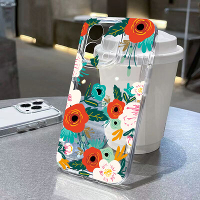 Telefonska torbica za iPhone 16 15 Pro Max 14 13 12 11 XS X 7 8 Plus SE 2020 2022 Prozirna maska s uzorkom malih cvjetova krizantema