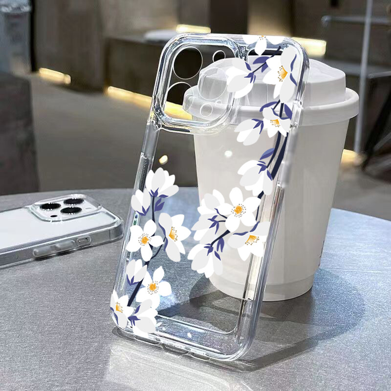 Telefonska torbica za iPhone 16 15 Pro Max 14 13 12 11 XS X 7 8 Plus SE 2020 2022 Prozirna maska s uzorkom malih cvjetova krizantema