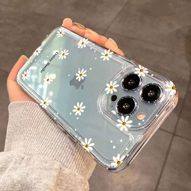 Telefonska torbica za iPhone 16 15 Pro Max 14 13 12 11 XS X 7 8 Plus SE 2020 2022 Prozirna maska s uzorkom malih cvjetova krizantema