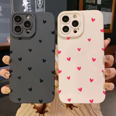 Black Love Heart telefono dėklas, skirtas iPhone 16 14 15 13 12 11 Pro Max X XR XS 7 8 15 16 Plus SE 2020 smūgiams atsparus silikoninis minkštas dangtelis