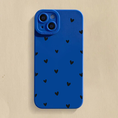 Black Love Heart telefono dėklas, skirtas iPhone 16 14 15 13 12 11 Pro Max X XR XS 7 8 15 16 Plus SE 2020 smūgiams atsparus silikoninis minkštas dangtelis
