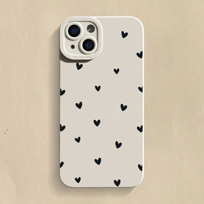 Black Love Heart telefono dėklas, skirtas iPhone 16 14 15 13 12 11 Pro Max X XR XS 7 8 15 16 Plus SE 2020 smūgiams atsparus silikoninis minkštas dangtelis