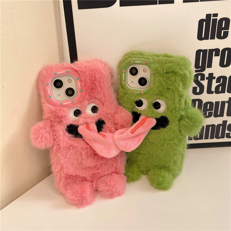 Slatka plišana telefonska maska Little Monster s magnetom koja lijepi jezik za iPhone 15 14 11 12 13 Pro Max Kreativna maska za telefon protiv pada