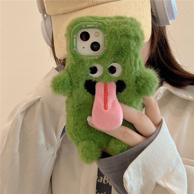 Slatka plišana telefonska maska Little Monster s magnetom koja lijepi jezik za iPhone 15 14 11 12 13 Pro Max Kreativna maska za telefon protiv pada