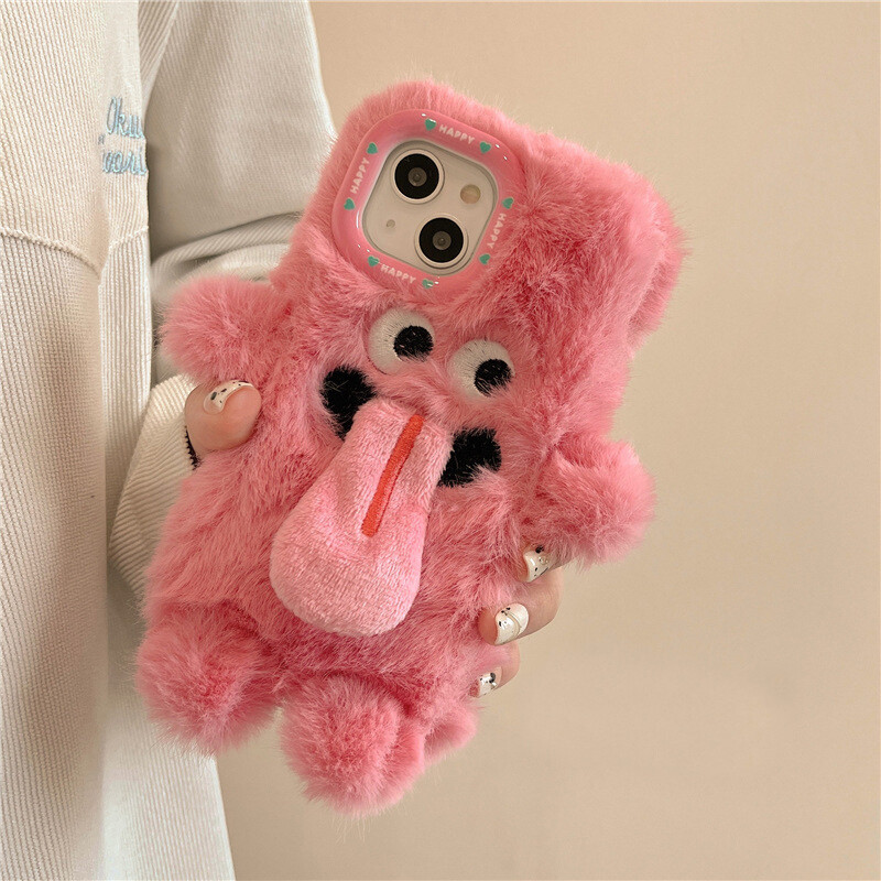 Slatka plišana telefonska maska Little Monster s magnetom koja lijepi jezik za iPhone 15 14 11 12 13 Pro Max Kreativna maska za telefon protiv pada