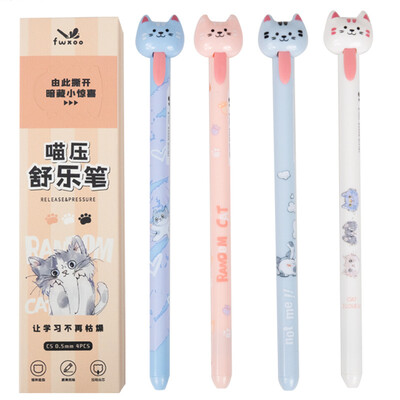 4PCS/Set Gel olovka za mačke Kreativna olovka s tintom za pse Povlačenje jezika Olovka za pisanje 0,5 MM crna neutralna olovka Brzo sušeća pisaća olovka
