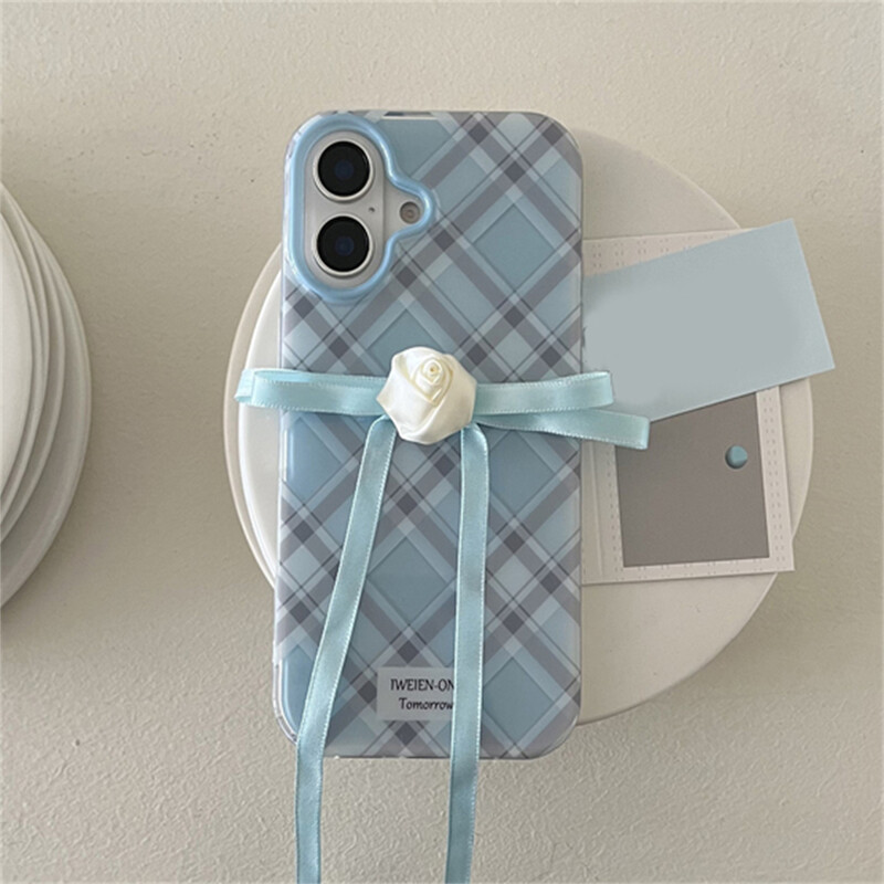 Стилен калъф за телефон с 3D панделка и цветна роза с лъскава шарка за iPhone 16 15 14 13 12 Pro Max Прекрасен защитен заден капак