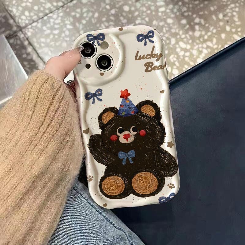 Ulje na platnu rođendanski medvjed grafička maska za telefon za iPhone 15 14 13 12 11 x XR Xs SE2 SE 8 7 plus pro Max mini silikonska stražnja maska