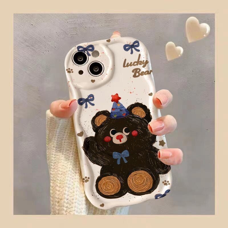 Ulje na platnu rođendanski medvjed grafička maska za telefon za iPhone 15 14 13 12 11 x XR Xs SE2 SE 8 7 plus pro Max mini silikonska stražnja maska
