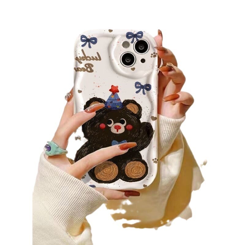 Ulje na platnu rođendanski medvjed grafička maska za telefon za iPhone 15 14 13 12 11 x XR Xs SE2 SE 8 7 plus pro Max mini silikonska stražnja maska
