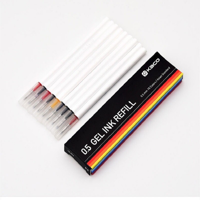 KACO 10бр./Партида Replace Refills Gel Pen EU/Asian Ink 0.5MM Standard Stationery канцелярия Tnta for School Office Supplies