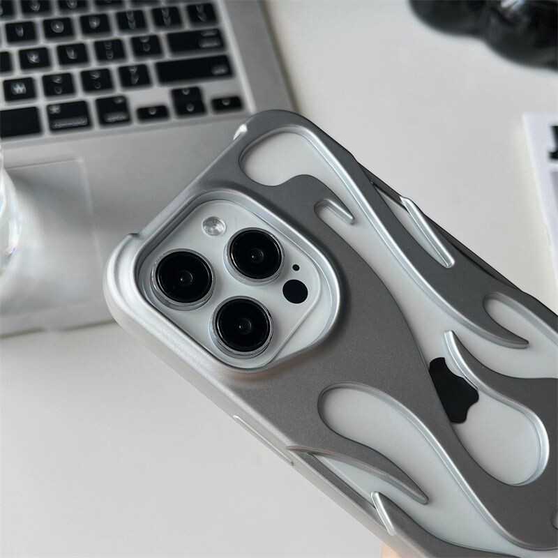 Нов 3D тънък кух калъф за телефон с модел на пламък за iPhone 16 15 14 13 12 11 Pro Max 15 14 16 Plus Удароустойчив защитен мек капак