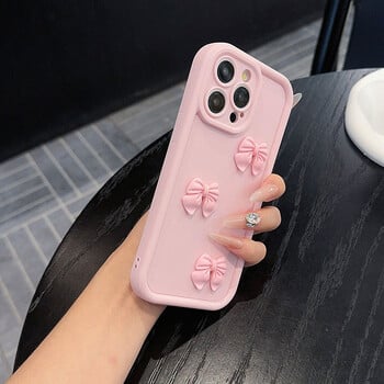 3D Pink Cute Butterfly μαλακή θήκη τηλεφώνου από σιλικόνη για iPhone 16 15 14 13 12 11 Pro Max XS XR X 7 8 Plus SE Αντικραδασμικό κάλυμμα καραμέλας