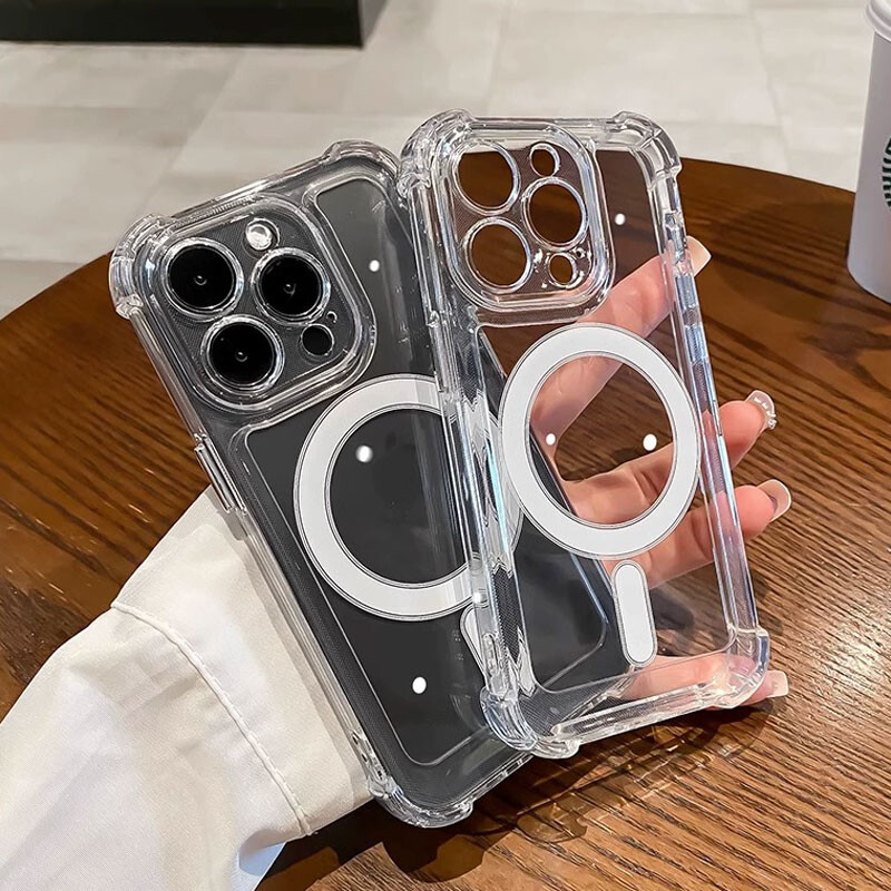 Luksuzna Magsafe prozirna futrola za bežično punjenje za iPhone 16 15 14 13 12 11 Pro Max Plus magnetska meka maska otporna na udarce