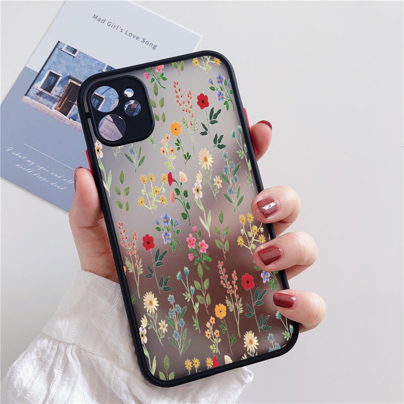 Cvjetna telefonska maska za iPhone 15 14 13 12 11 Pro Max XS X XR 7 8 15 Plus SE 2022 otporna na udarce, mekana silikonska prozirna stražnja maska