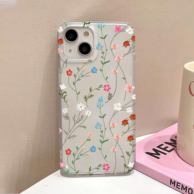 Θήκη τηλεφώνου Flowers για iPhone 16 Pro Case iPhone 15 13 11 12 14 Pro Max 13 Mini 16 Plus Translucent Slim Slim Skin Back Cover