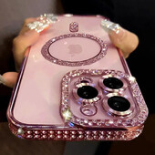 Νέα διαφανής θήκη Fashion Glitter Diamond για iPhone 16 15 14 13 11 12 Pro Max 16 Plus Μαγνητικό κάλυμμα προφυλακτήρα ασύρματης φόρτισης