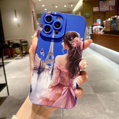 Θήκη τηλεφώνου Flower Girl Διακοσμητικό μοτίβο για iPhone 16 15 Pro Max 14 11 13 12 Mini XS X XR 7 8 Plus SE2 16 Pro Soft Matte Cover