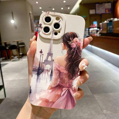 Θήκη τηλεφώνου Flower Girl Διακοσμητικό μοτίβο για iPhone 16 15 Pro Max 14 11 13 12 Mini XS X XR 7 8 Plus SE2 16 Pro Soft Matte Cover