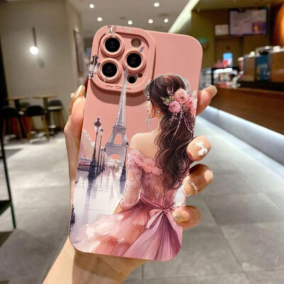 Θήκη τηλεφώνου Flower Girl Διακοσμητικό μοτίβο για iPhone 16 15 Pro Max 14 11 13 12 Mini XS X XR 7 8 Plus SE2 16 Pro Soft Matte Cover