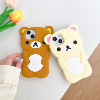 Θήκη από μαλακό κάλυμμα σιλικόνης Rilakkuma Bear για iPhone 16 15 14 13 12 11 Pro Max mini Plus Xs XR 6 7 8 Plus