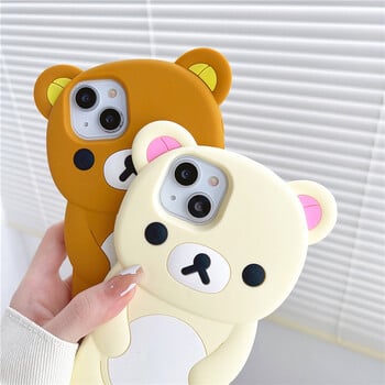 Θήκη από μαλακό κάλυμμα σιλικόνης Rilakkuma Bear για iPhone 16 15 14 13 12 11 Pro Max mini Plus Xs XR 6 7 8 Plus